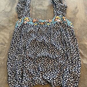 CHICSOUL.COM Floral Ruffle Shoulder Strap Embroidered Babydoll Tank Women’s XXL